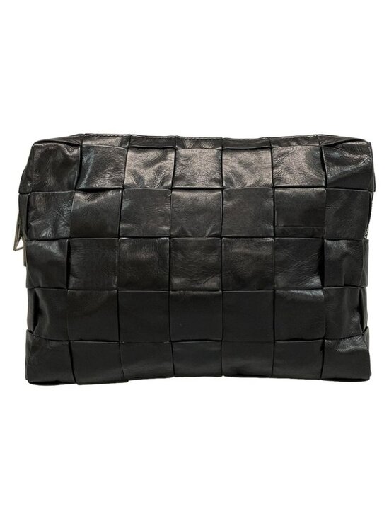 Bottega Veneta Handbags - Bottega Veneta Clutch Maxi Intrecciato Black Leather